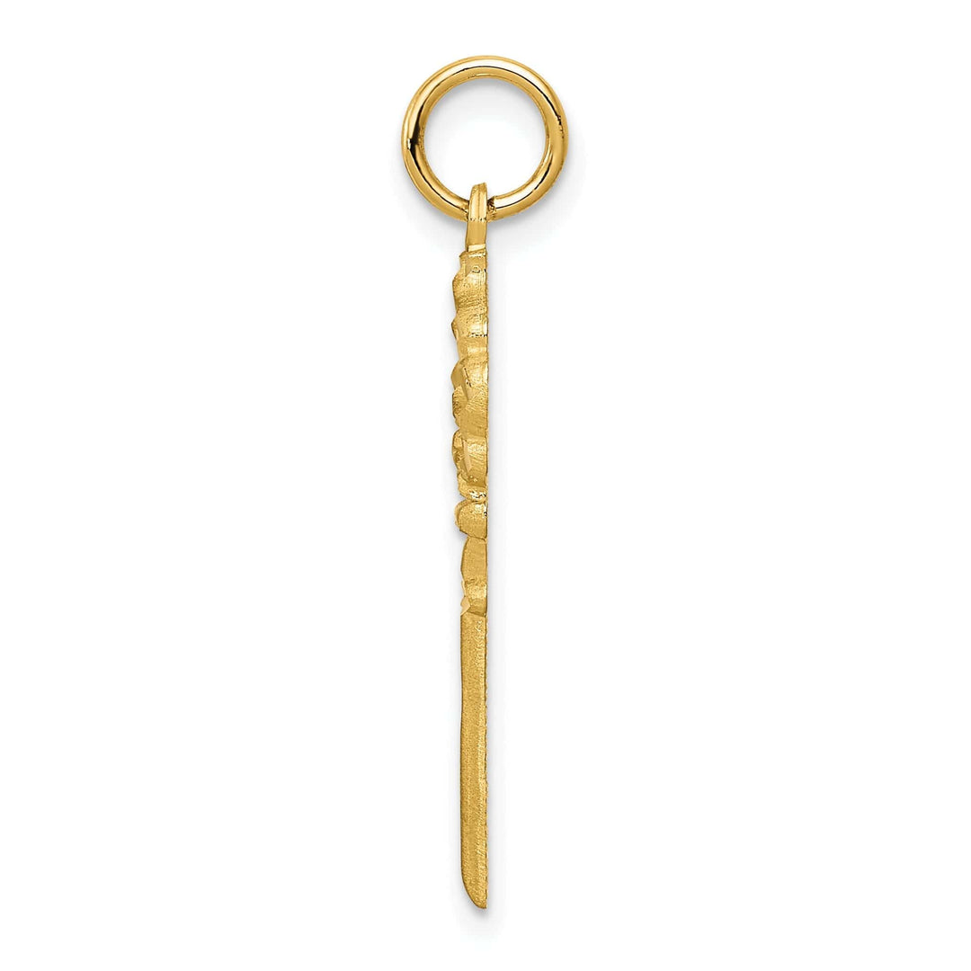 Lovely Rita's Pendants & Charms 14K Yellow Gold Solid Fancy Edge Key Design Charm Pendant