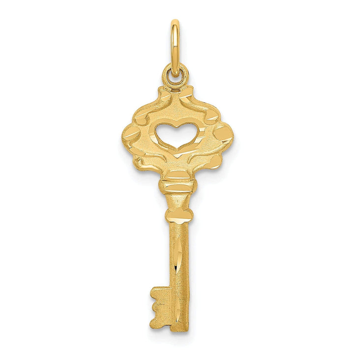 Lovely Rita's Pendants & Charms 14K Yellow Gold Solid Fancy Edge Key Design Charm Pendant