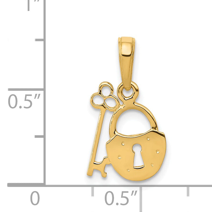 Lovely Rita's Pendants & Charms 14K Yellow Gold Solid Fancy Key and Lock Set Design Charm Pendant