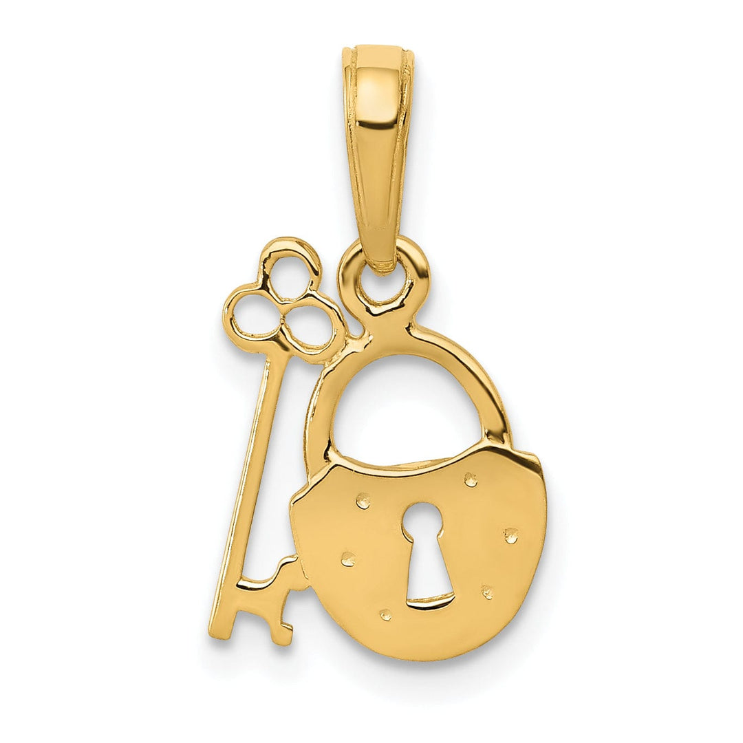 Lovely Rita's Pendants & Charms 14K Yellow Gold Solid Fancy Key and Lock Set Design Charm Pendant