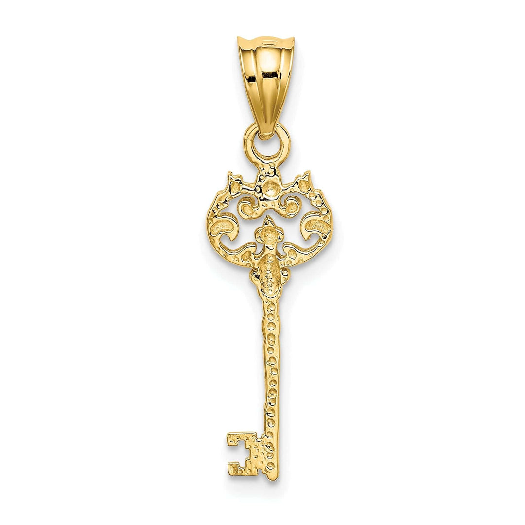 Lovely Rita's Pendants & Charms 14K Yellow Gold Solid Flat Back Filigree Key Design Charm Pendant