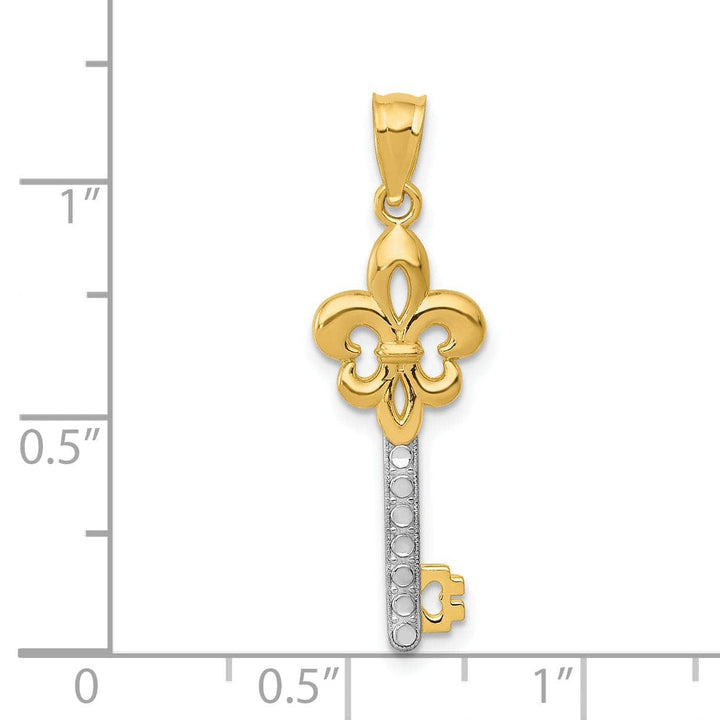 Lovely Rita's Pendants & Charms 14K Yellow Gold Solid Fleur De Lis Key Charm Pendant