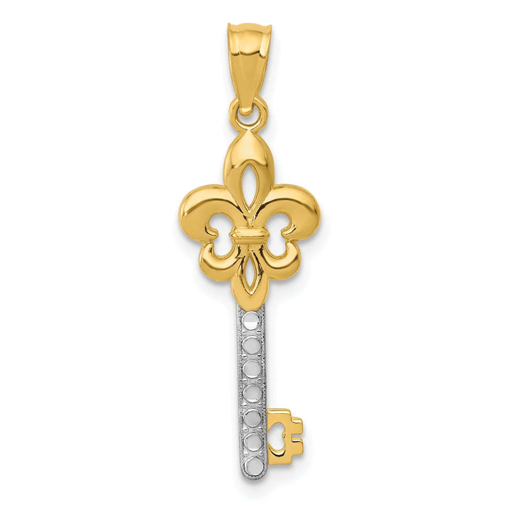 Lovely Rita's Pendants & Charms 14K Yellow Gold Solid Fleur De Lis Key Charm Pendant