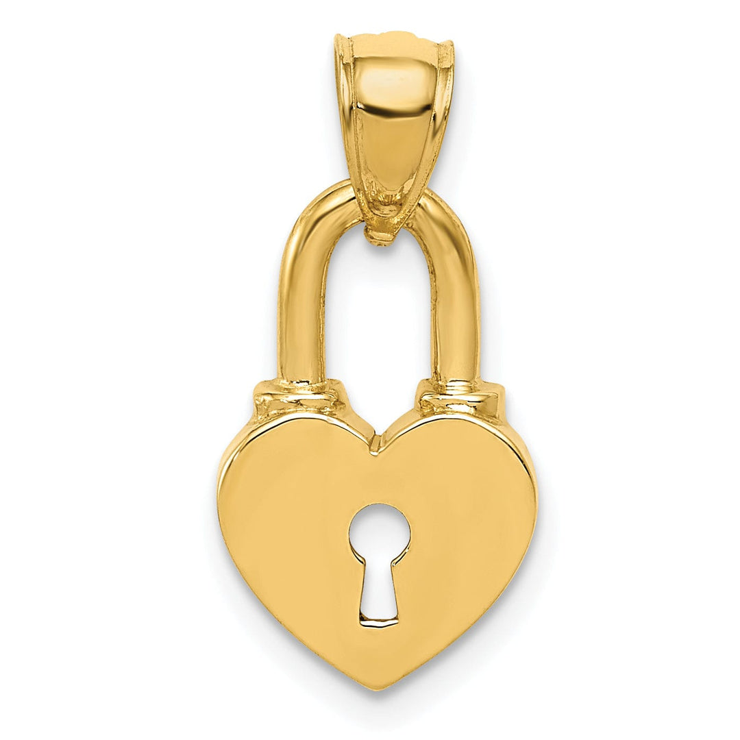 Lovely Rita's Pendants & Charms 14K Yellow Gold Solid Heart Shape Lock with Key Hole Design Charm
