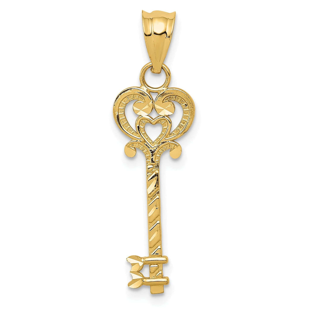 Lovely Rita's Pendants & Charms 14k Yellow Gold Solid Key with Heart Design Charm Pendant