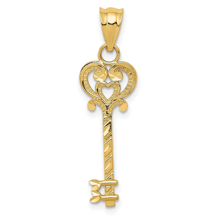 Lovely Rita's Pendants & Charms 14k Yellow Gold Solid Key with Heart Design Charm Pendant
