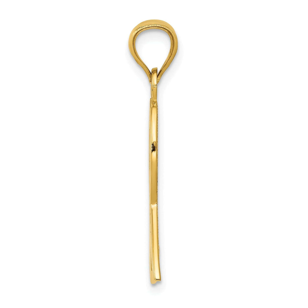 Lovely Rita's Pendants & Charms 14k Yellow Gold Solid Large Size Polished Textured Pink Enameled Finish Awareness Ribbon Charm Pendant