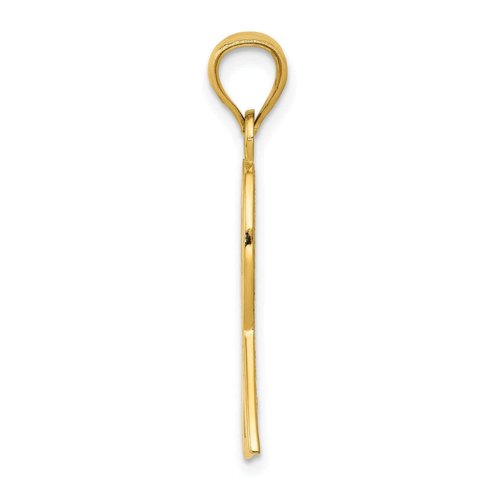 Lovely Rita's Pendants & Charms 14k Yellow Gold Solid Large Size Polished Textured Pink Enameled Finish Awareness Ribbon Charm Pendant