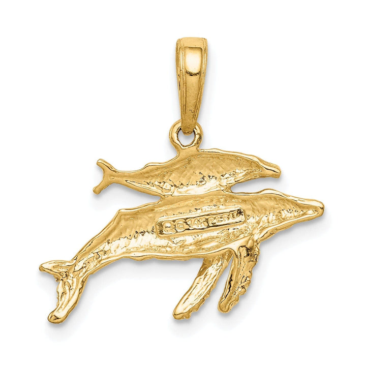 Lovely Rita's Pendants & Charms 14K Yellow Gold Solid Mother and Baby Humpback Whale Design Charm Pendant