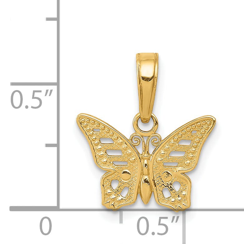 Lovely Rita's Pendants & Charms 14k Yellow Gold Solid Open Back Casted Polished Finish Cut-Out Butterfly Charm Pendant
