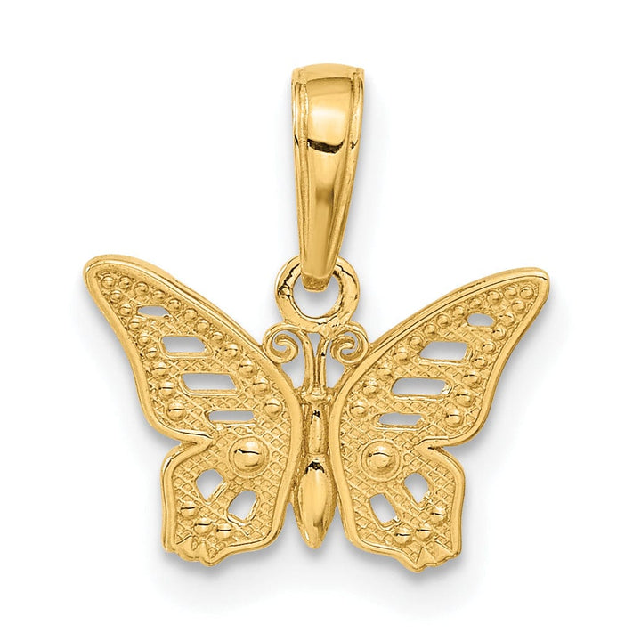 Lovely Rita's Pendants & Charms 14k Yellow Gold Solid Open Back Casted Polished Finish Cut-Out Butterfly Charm Pendant