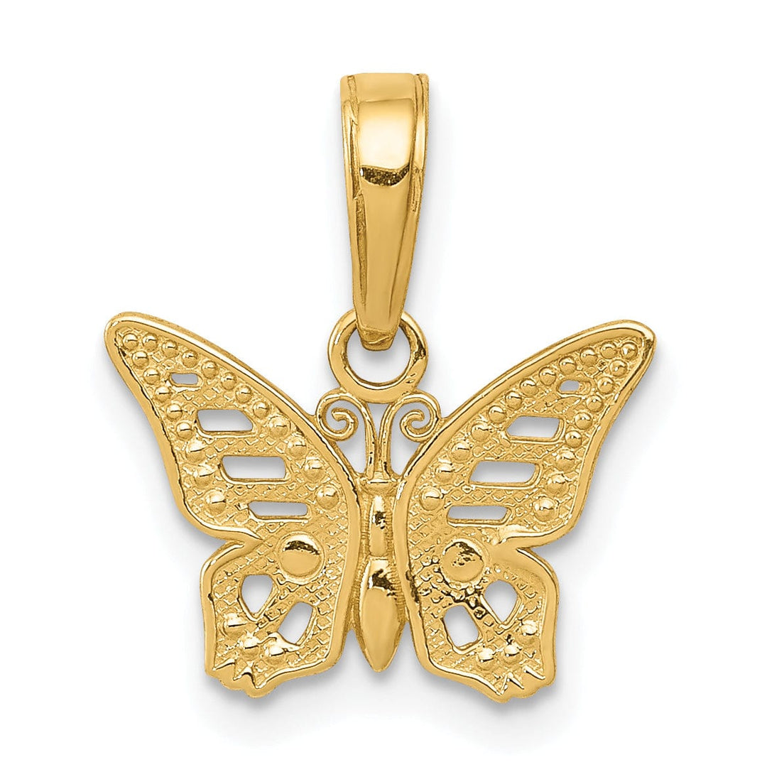 Lovely Rita's Pendants & Charms 14k Yellow Gold Solid Open Back Casted Polished Finish Cut-Out Butterfly Charm Pendant