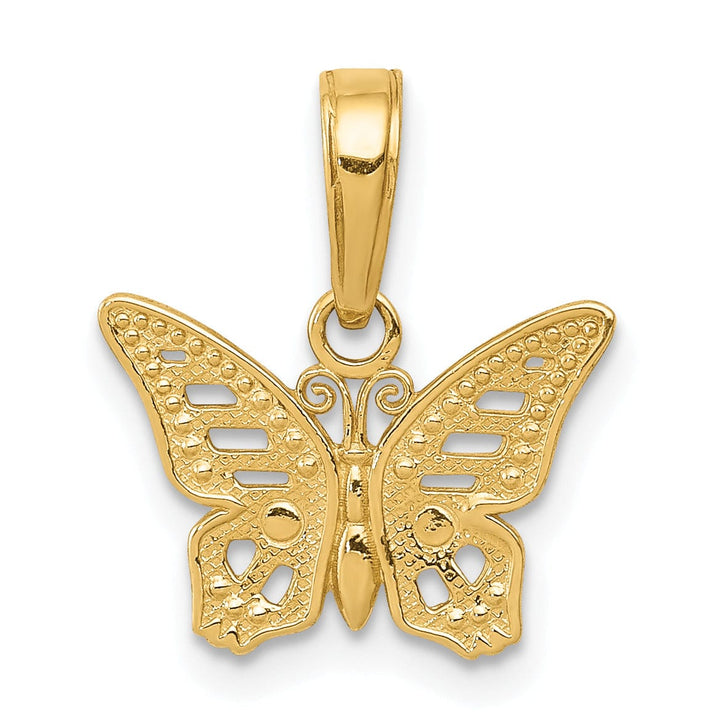 Lovely Rita's Pendants & Charms 14k Yellow Gold Solid Open Back Casted Polished Finish Cut-Out Butterfly Charm Pendant