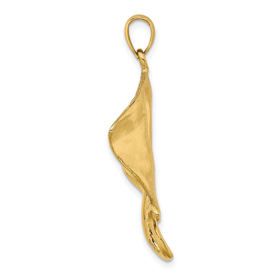 Lovely Rita's Pendants & Charms 14k Yellow Gold Solid Open Back Casted Polished Finish Stingray Charm Pendant