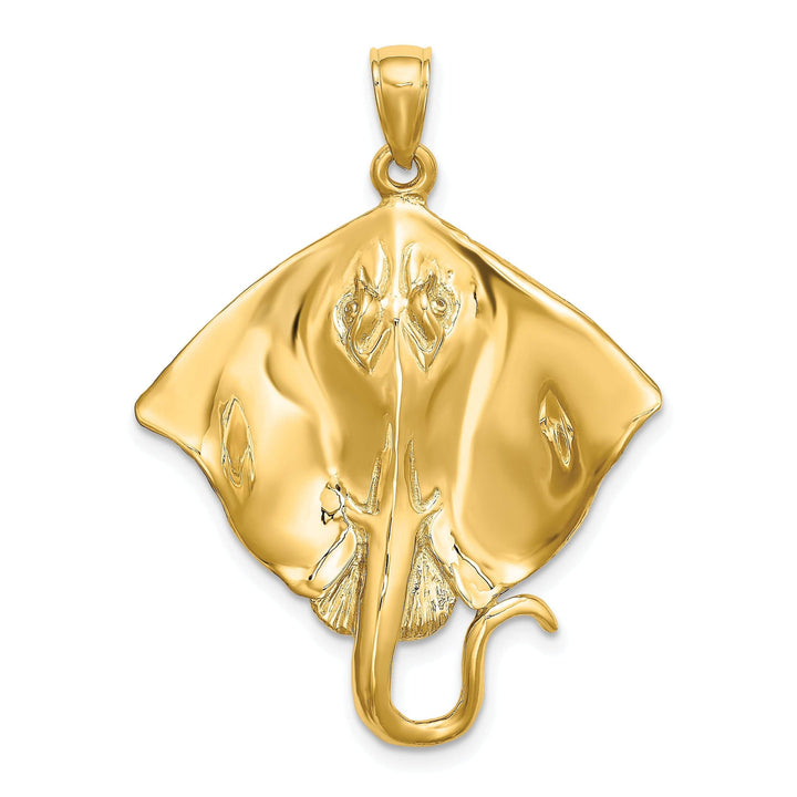 Lovely Rita's Pendants & Charms 14k Yellow Gold Solid Open Back Casted Polished Finish Stingray Charm Pendant