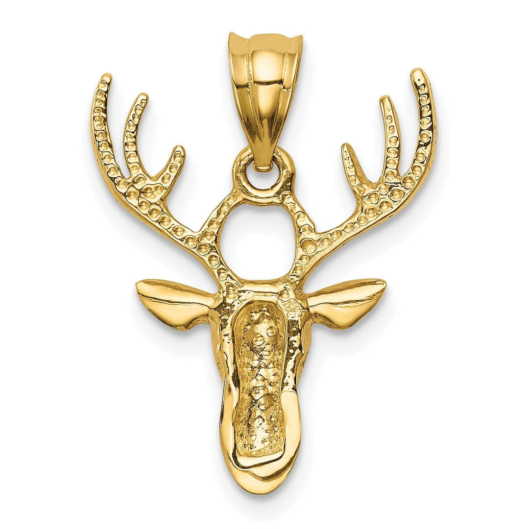 Lovely Rita's Pendants & Charms 14k Yellow Gold Solid Open Back Polished Finish Deer Head With Antlers Design Charm Pendant