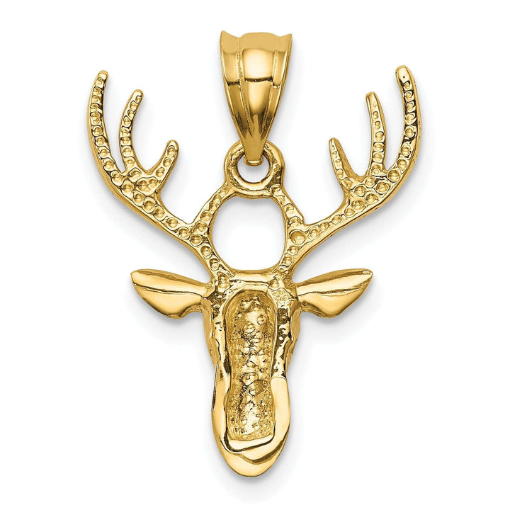 Lovely Rita's Pendants & Charms 14k Yellow Gold Solid Open Back Polished Finish Deer Head With Antlers Design Charm Pendant