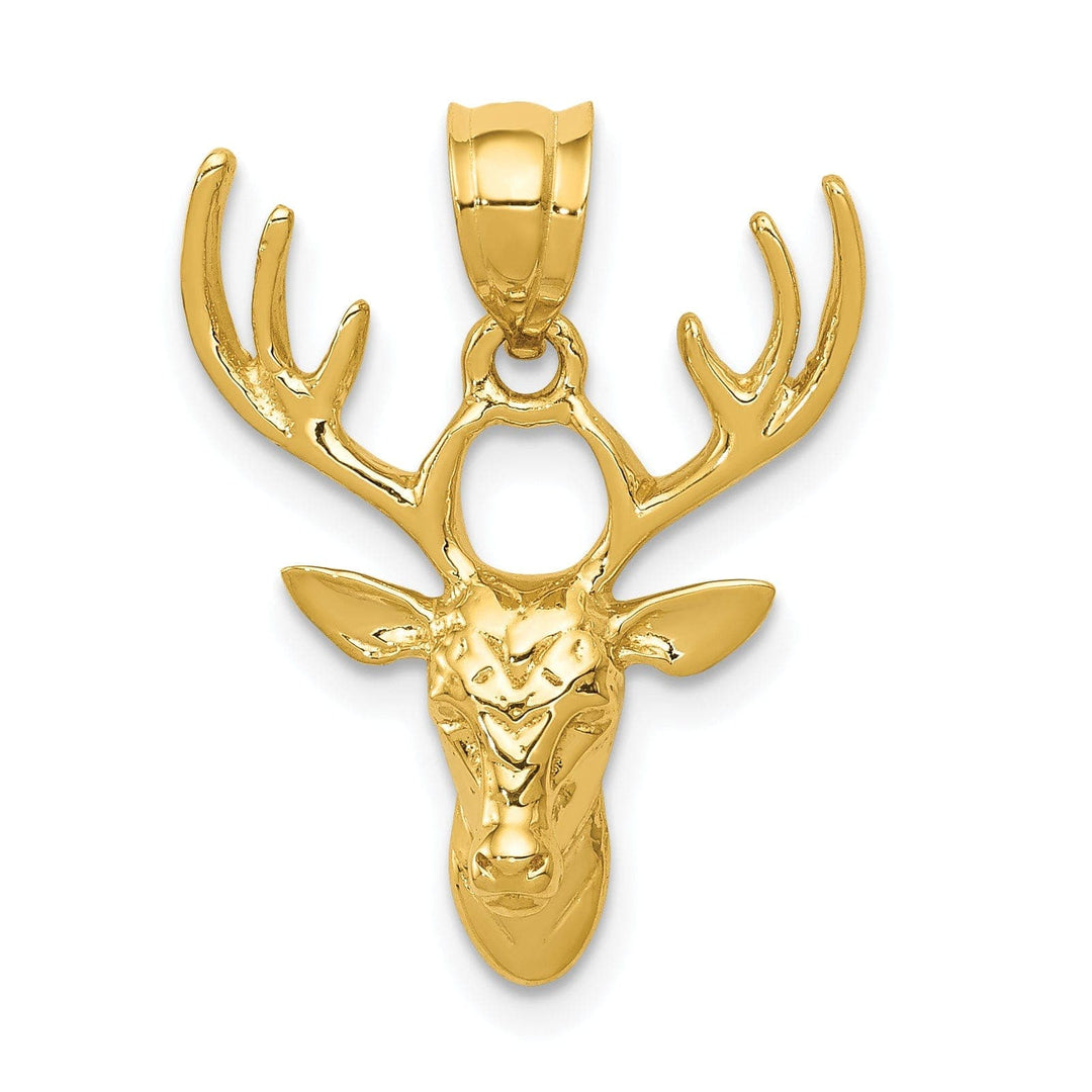 Lovely Rita's Pendants & Charms 14k Yellow Gold Solid Open Back Polished Finish Deer Head With Antlers Design Charm Pendant