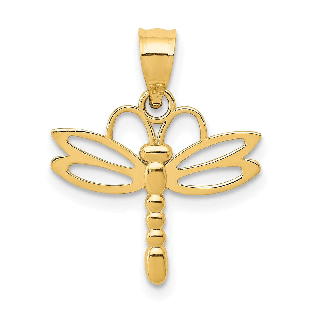 Lovely Rita's Pendants & Charms 14k Yellow Gold Solid Open Back Polished Finish Dragonfly Design Charm Pendant