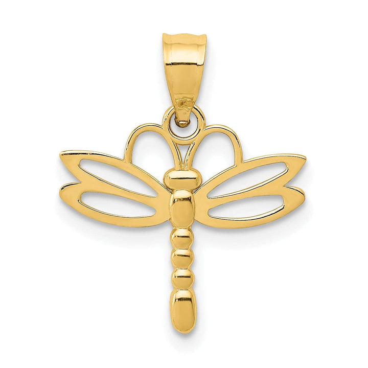 Lovely Rita's Pendants & Charms 14k Yellow Gold Solid Open Back Polished Finish Dragonfly Design Charm Pendant