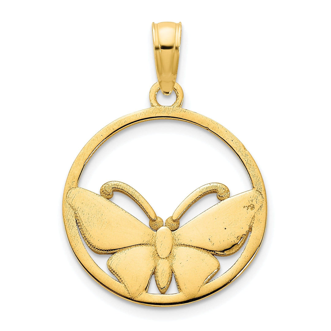 Lovely Rita's Pendants & Charms 14k Yellow Gold Solid Open Back Polished Finish Epoxy Butterfly Charm Pendant