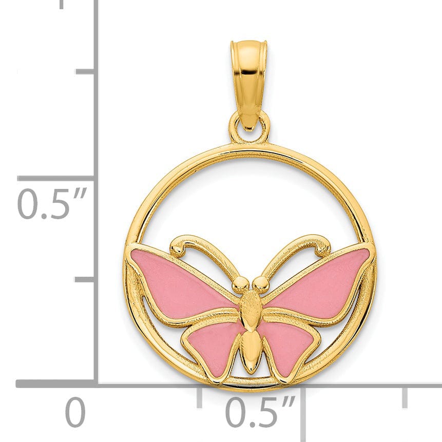 Lovely Rita's Pendants & Charms 14k Yellow Gold Solid Open Back Polished Finish Epoxy Butterfly Charm Pendant