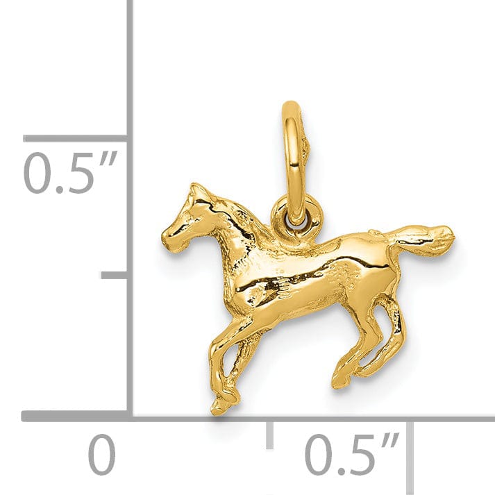 Lovely Rita's Pendants & Charms 14k Yellow Gold Solid Open Back Polished Finish Horse Charm Pendant