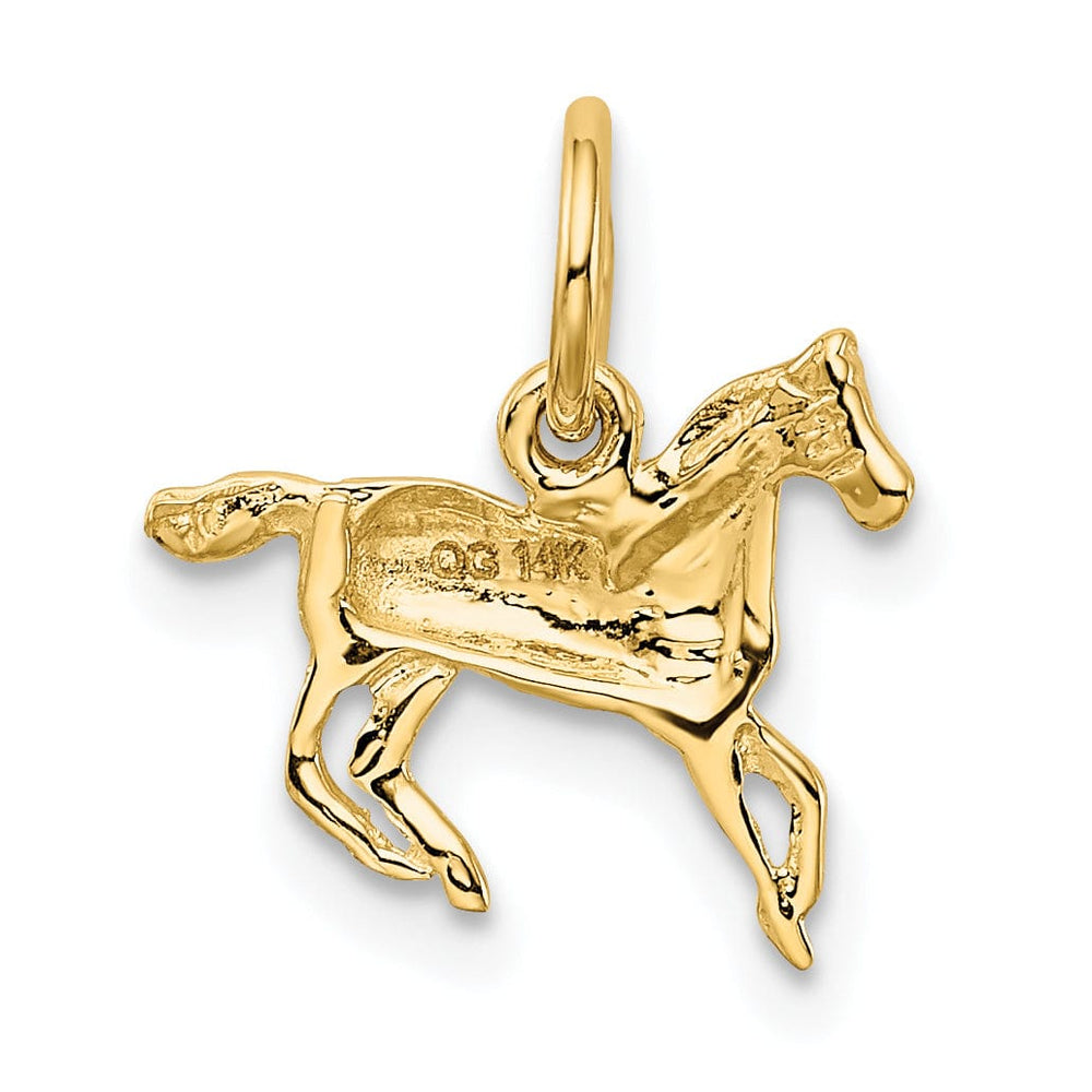 Lovely Rita's Pendants & Charms 14k Yellow Gold Solid Open Back Polished Finish Horse Charm Pendant
