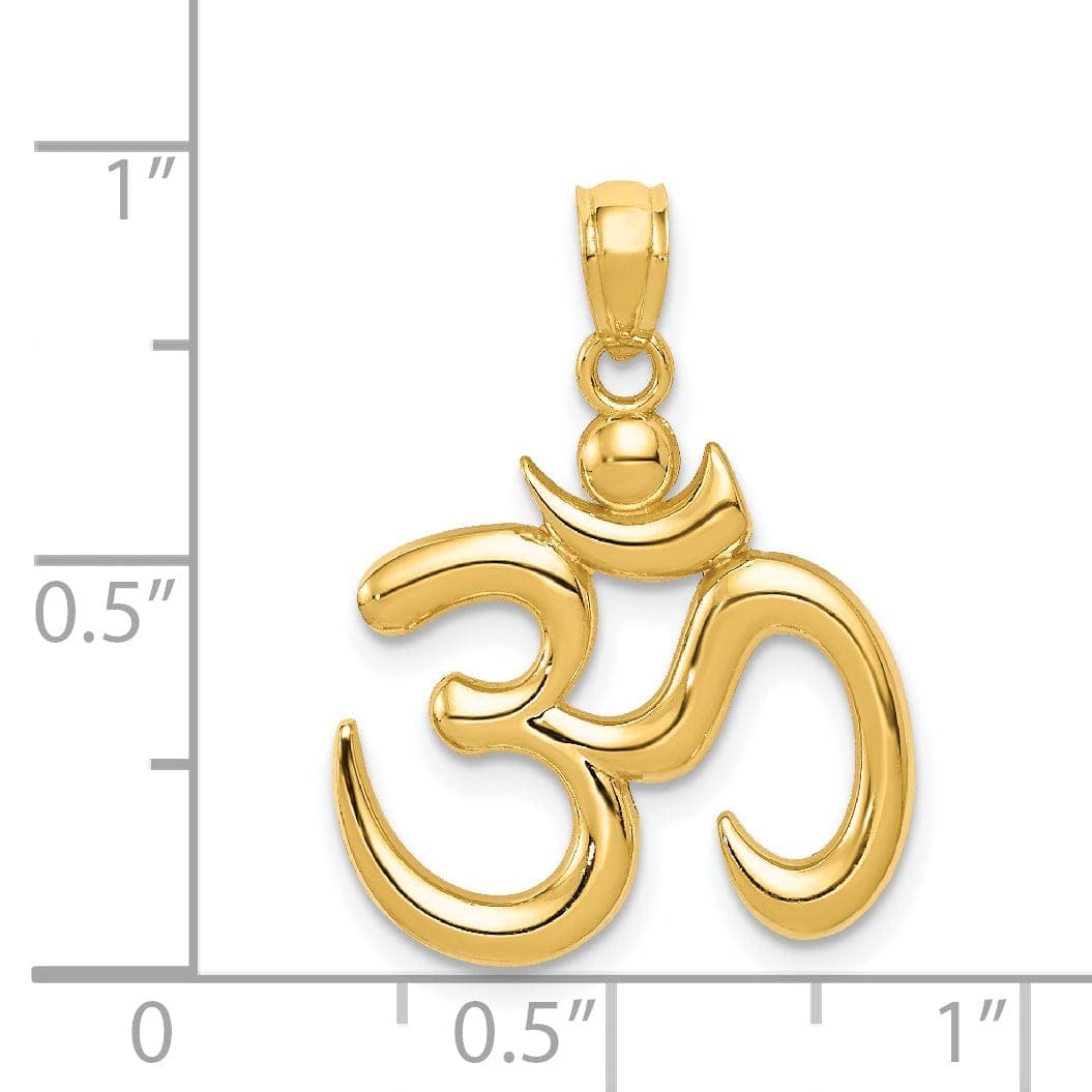 Lovely Rita's Pendants & Charms 14k Yellow Gold Solid Open Back Polished Finish Om Symbol Charm Pendant