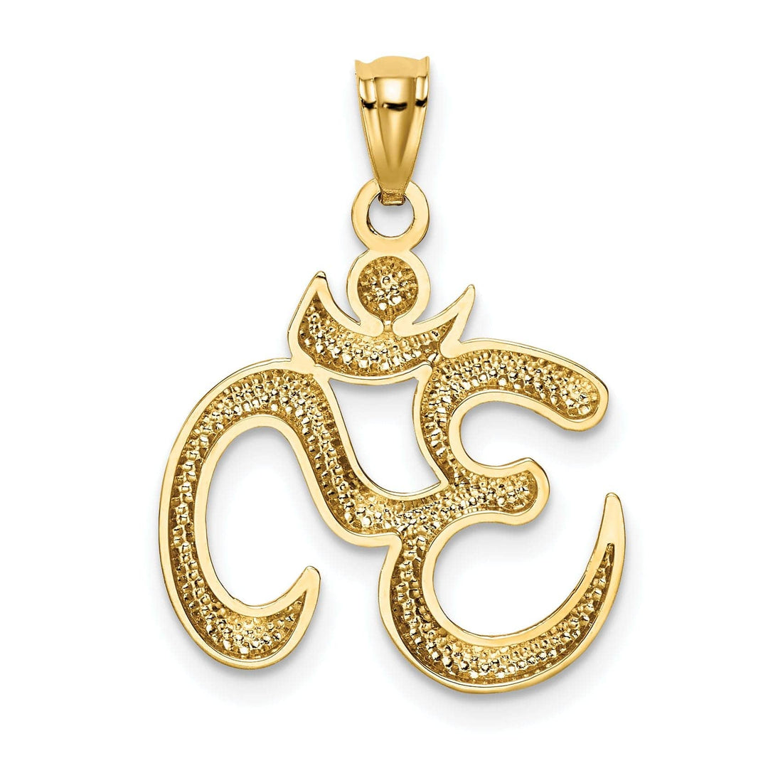 Lovely Rita's Pendants & Charms 14k Yellow Gold Solid Open Back Polished Finish Om Symbol Charm Pendant