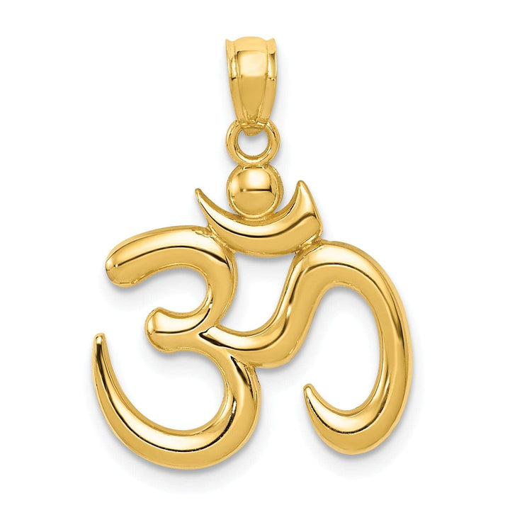 Lovely Rita's Pendants & Charms 14k Yellow Gold Solid Open Back Polished Finish Om Symbol Charm Pendant
