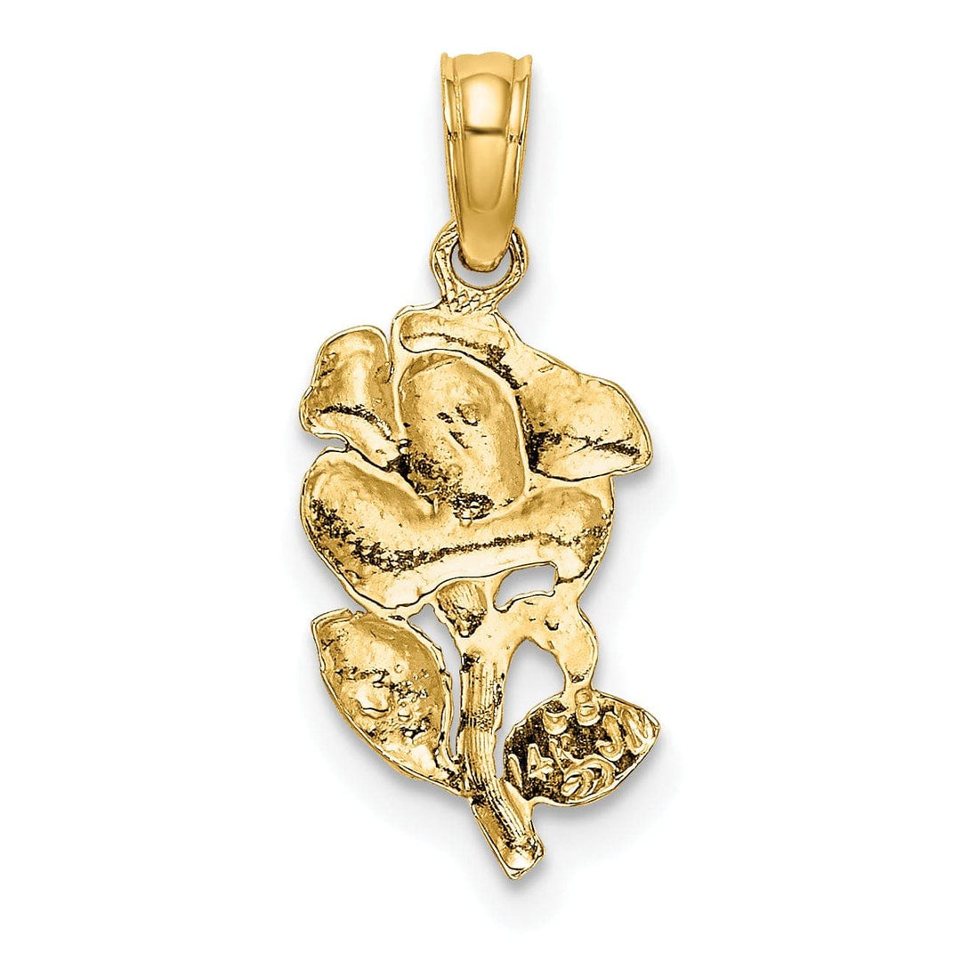 Lovely Rita's Pendants & Charms 14K Yellow Gold Solid Open Back Polished Finish Rose Charm Pendant