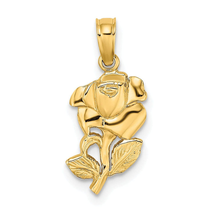 Lovely Rita's Pendants & Charms 14K Yellow Gold Solid Open Back Polished Finish Rose Charm Pendant