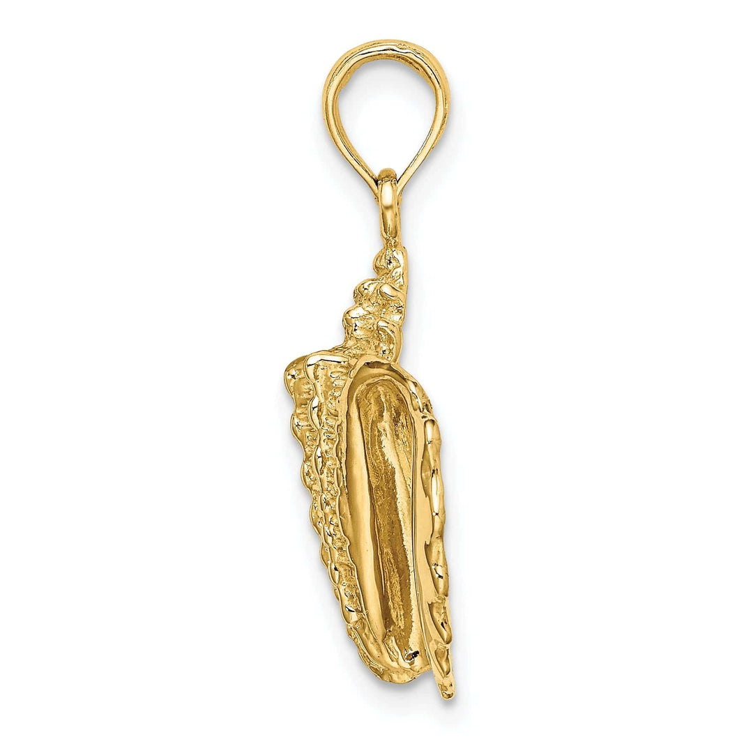 Lovely Rita's Pendants & Charms 14K Yellow Gold Solid Open Back Polished Texture Finish Conch Shell Charm Pendant
