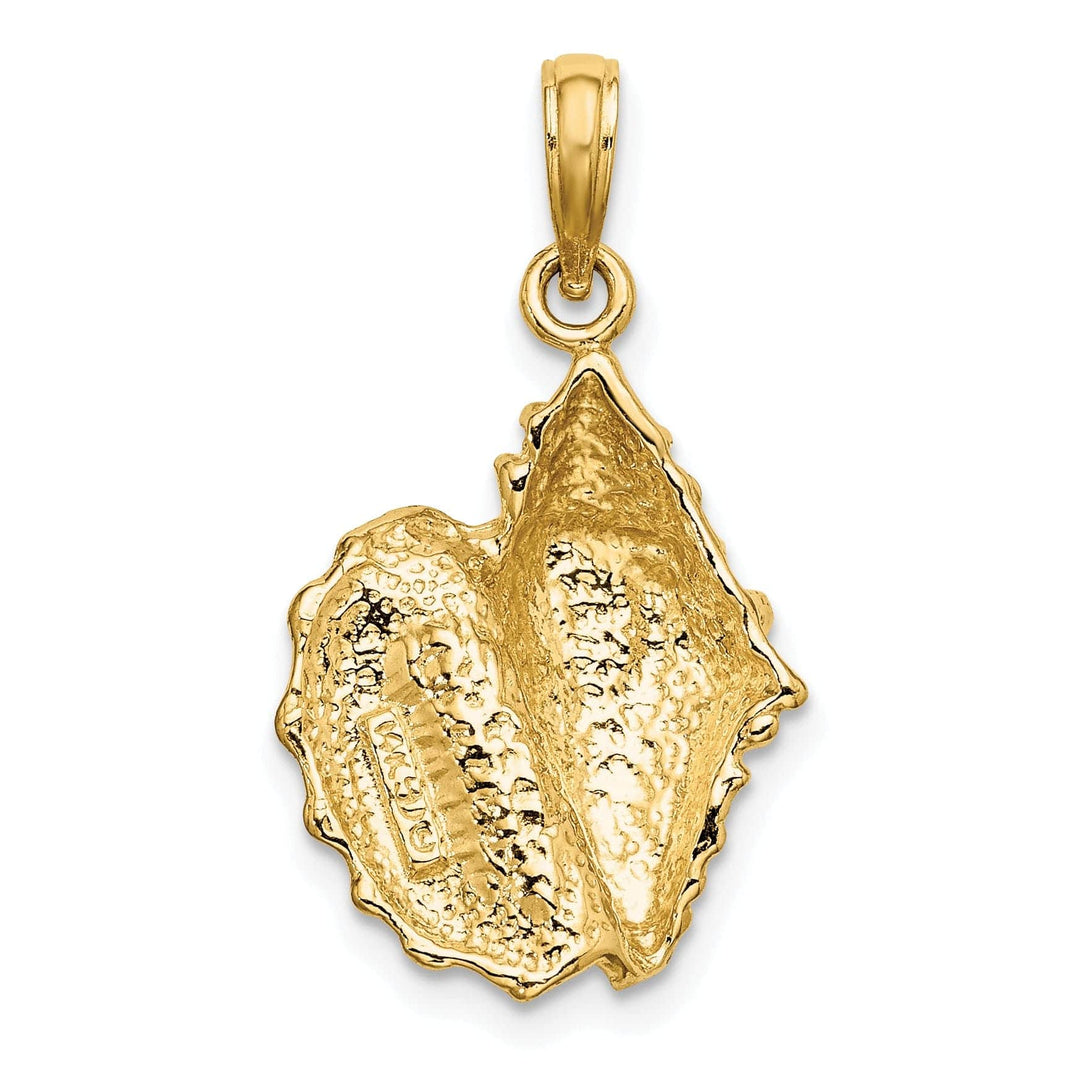 Lovely Rita's Pendants & Charms 14K Yellow Gold Solid Open Back Polished Texture Finish Conch Shell Charm Pendant