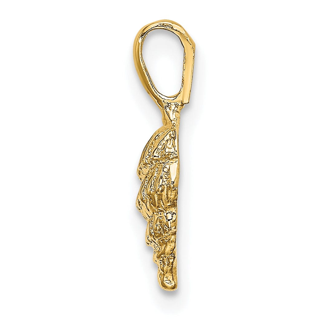 Lovely Rita's Pendants & Charms 14K Yellow Gold Solid Open Back Polished Texture Finish Mini Conch Shell Charm Pendant