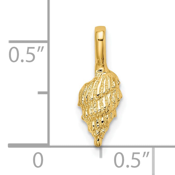 Lovely Rita's Pendants & Charms 14K Yellow Gold Solid Open Back Polished Texture Finish Mini Conch Shell Charm Pendant