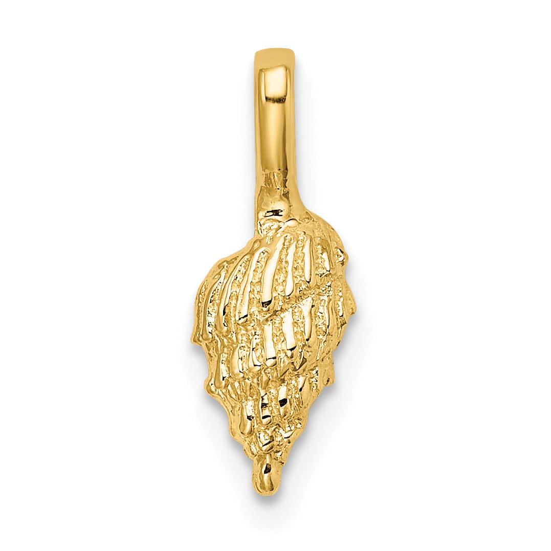 Lovely Rita's Pendants & Charms 14K Yellow Gold Solid Open Back Polished Texture Finish Mini Conch Shell Charm Pendant
