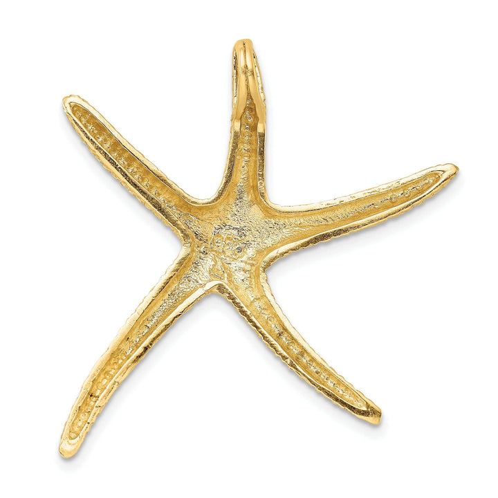 Lovely Rita's Pendants & Charms 14k Yellow Gold Solid Open Back Textured Diamond Polished Finish Starfish Slide Pendant