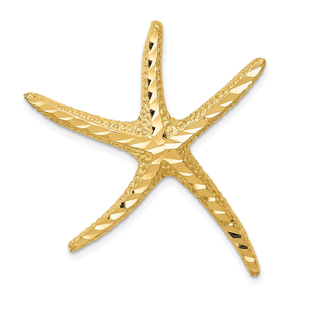 Lovely Rita's Pendants & Charms 14k Yellow Gold Solid Open Back Textured Diamond Polished Finish Starfish Slide Pendant