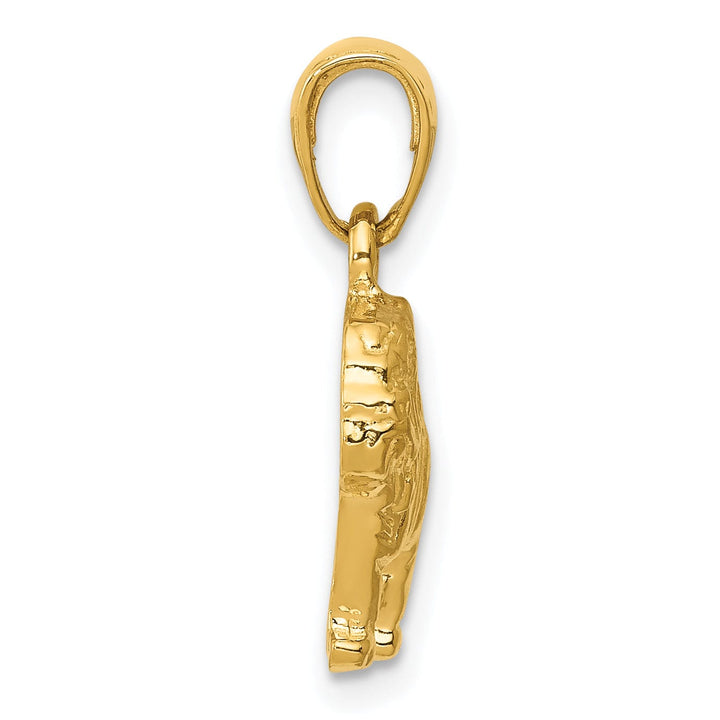Lovely Rita's Pendants & Charms 14k Yellow Gold Solid Open Back Textured Polished Finish Bull Dog Charm Pendant