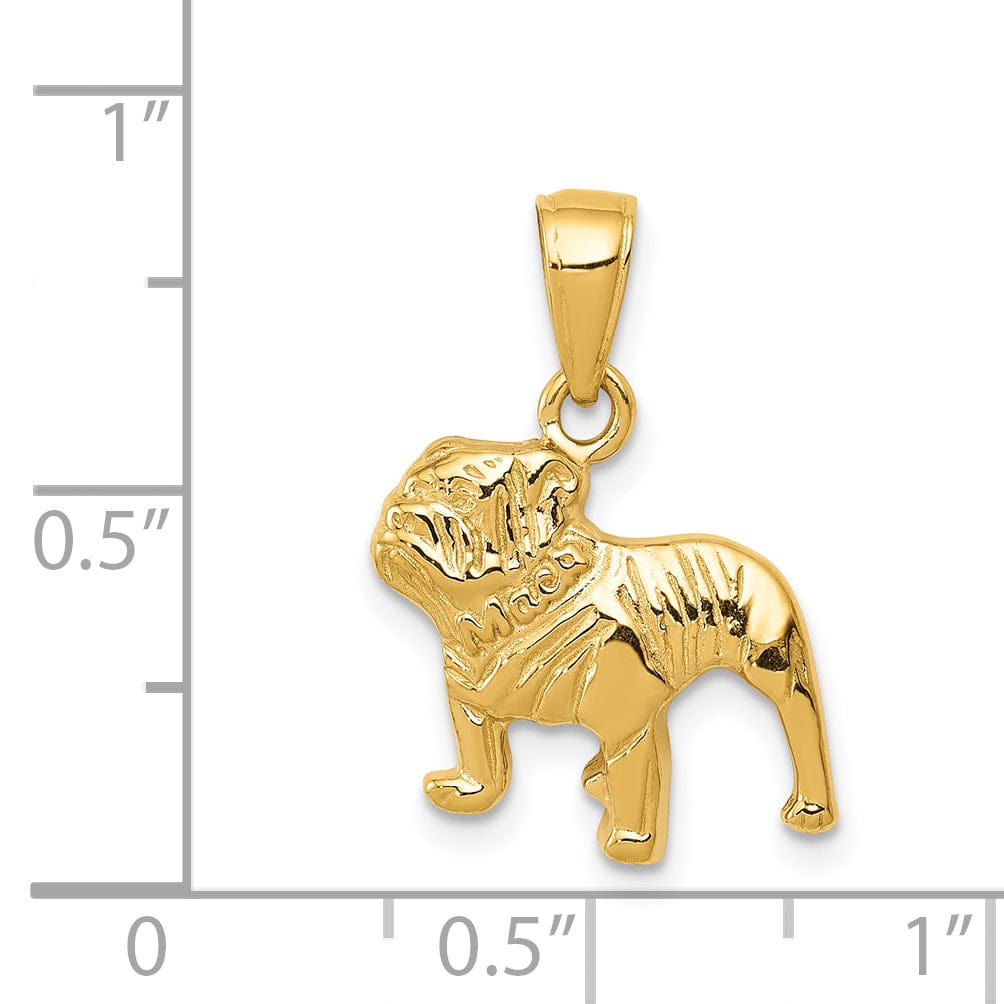 Lovely Rita's Pendants & Charms 14k Yellow Gold Solid Open Back Textured Polished Finish Bull Dog Charm Pendant