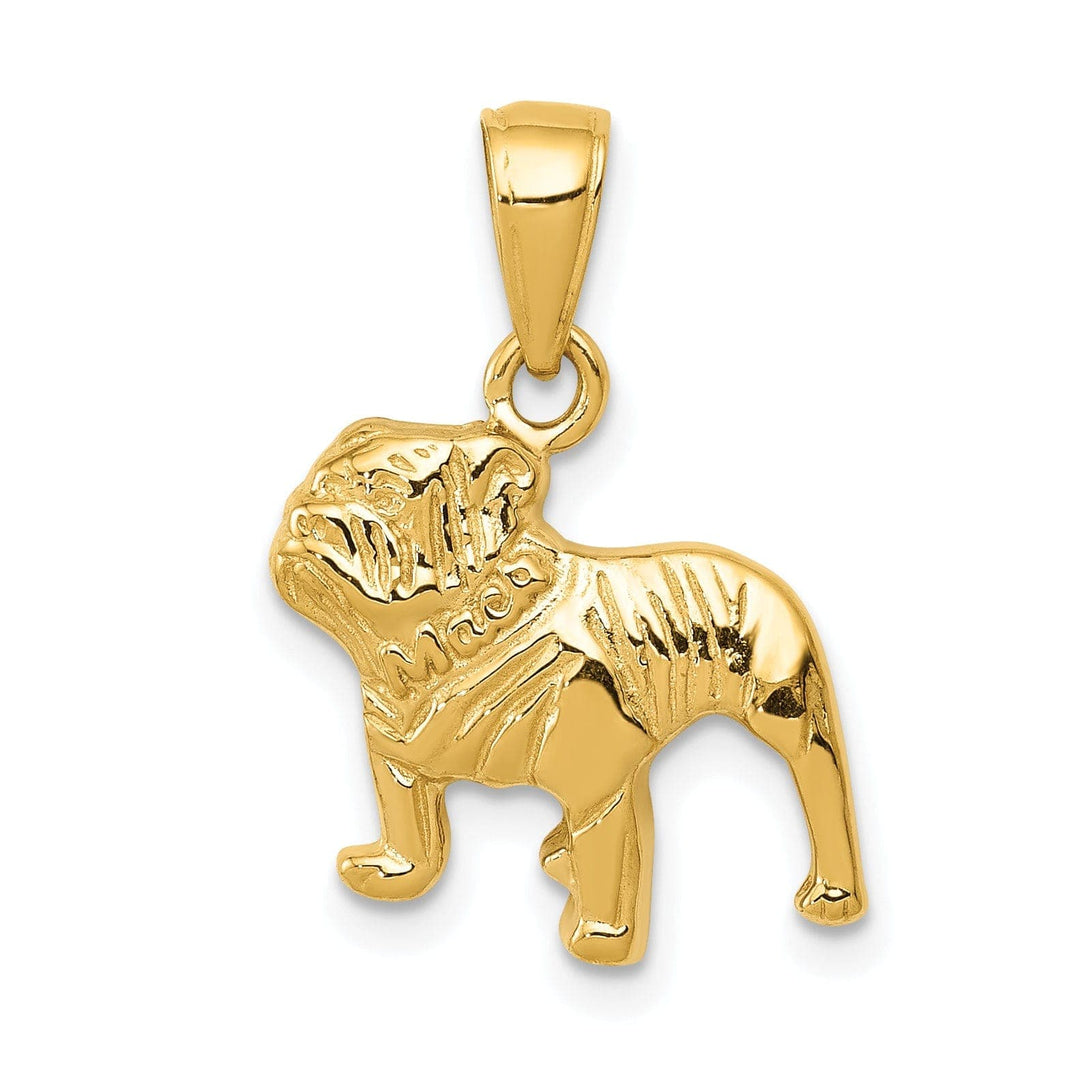 Lovely Rita's Pendants & Charms 14k Yellow Gold Solid Open Back Textured Polished Finish Bull Dog Charm Pendant