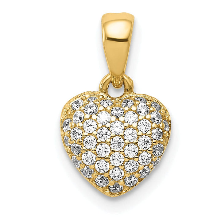 Lovely Rita's Pendants & Charms 14k Yellow Gold Solid Pave C.Z Heart Pendant