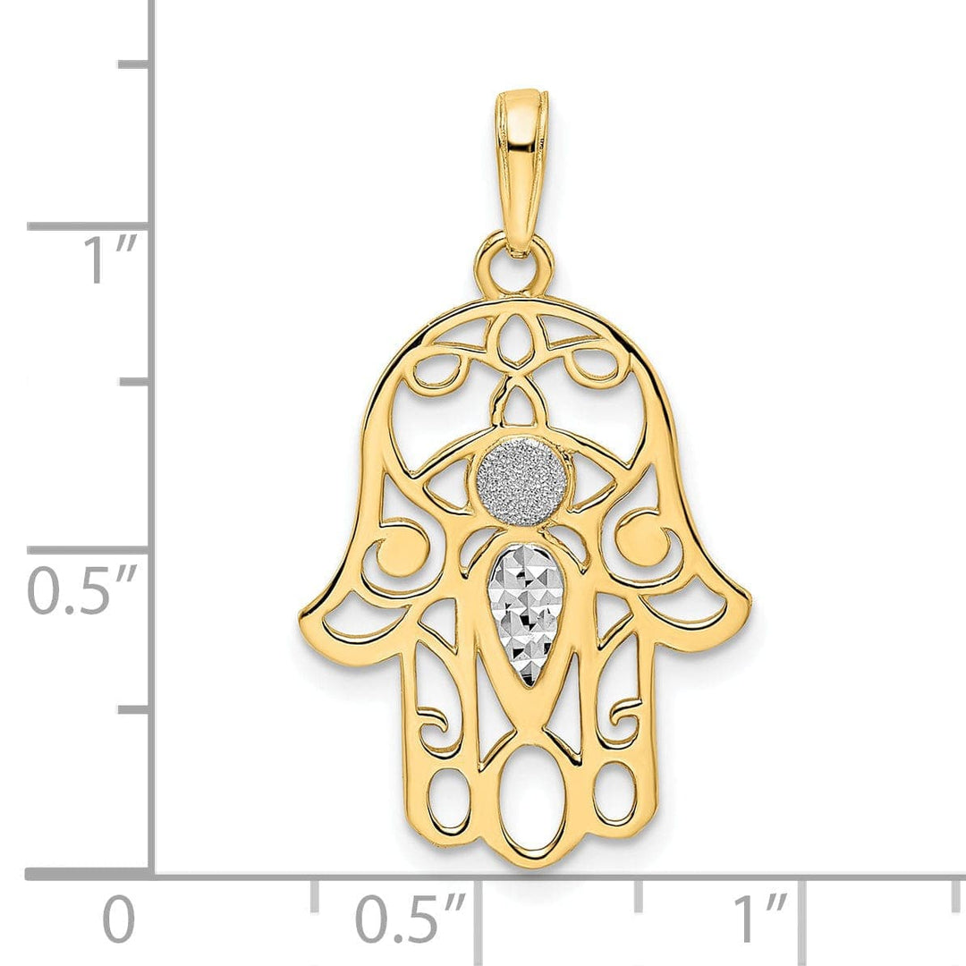 Lovely Rita's Pendants & Charms 14k Yellow Gold Solid Polish D.C Finish Hamsa Evil Eye Design Pendant