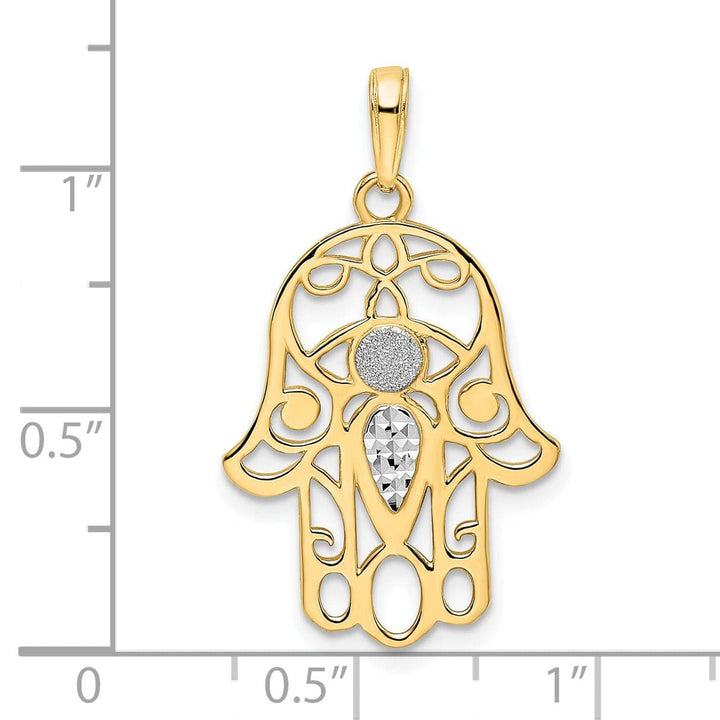 Lovely Rita's Pendants & Charms 14k Yellow Gold Solid Polish D.C Finish Hamsa Evil Eye Design Pendant
