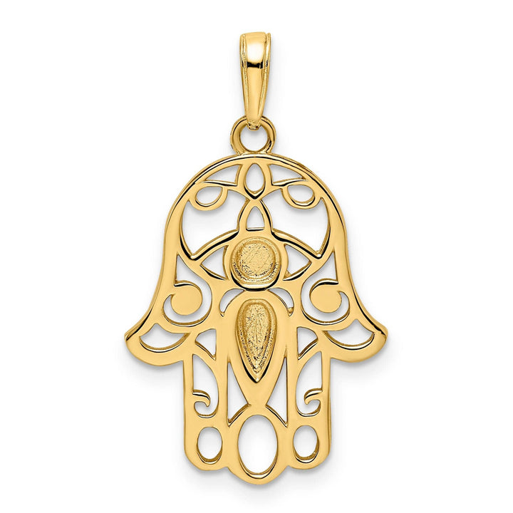 Lovely Rita's Pendants & Charms 14k Yellow Gold Solid Polish D.C Finish Hamsa Evil Eye Design Pendant