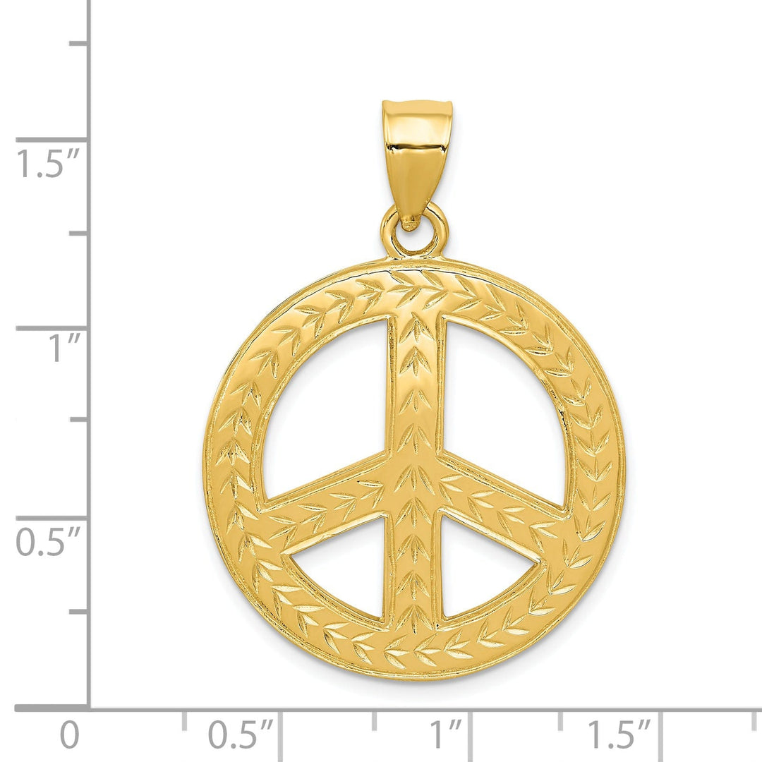 Lovely Rita's Pendants & Charms 14k Yellow Gold Solid Polish Peace Sign Pendant