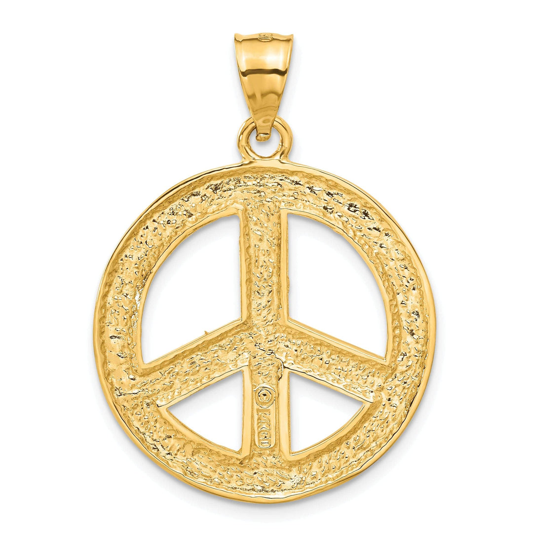 Lovely Rita's Pendants & Charms 14k Yellow Gold Solid Polish Peace Sign Pendant