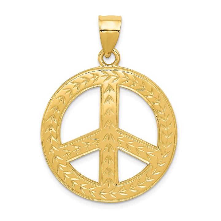 Lovely Rita's Pendants & Charms 14k Yellow Gold Solid Polish Peace Sign Pendant
